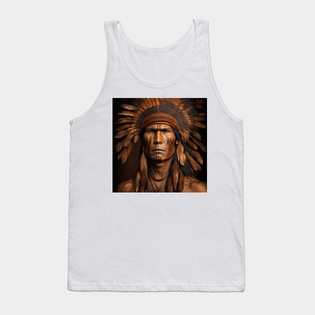 [AI Art] Proud Native American Man With Headdress Tank Top by Sissely